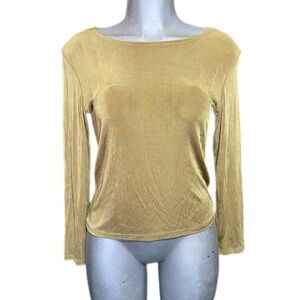 Double D Ranch Slinky Long Sleeve Top Jersey Knit Stretch Medium Western Casual